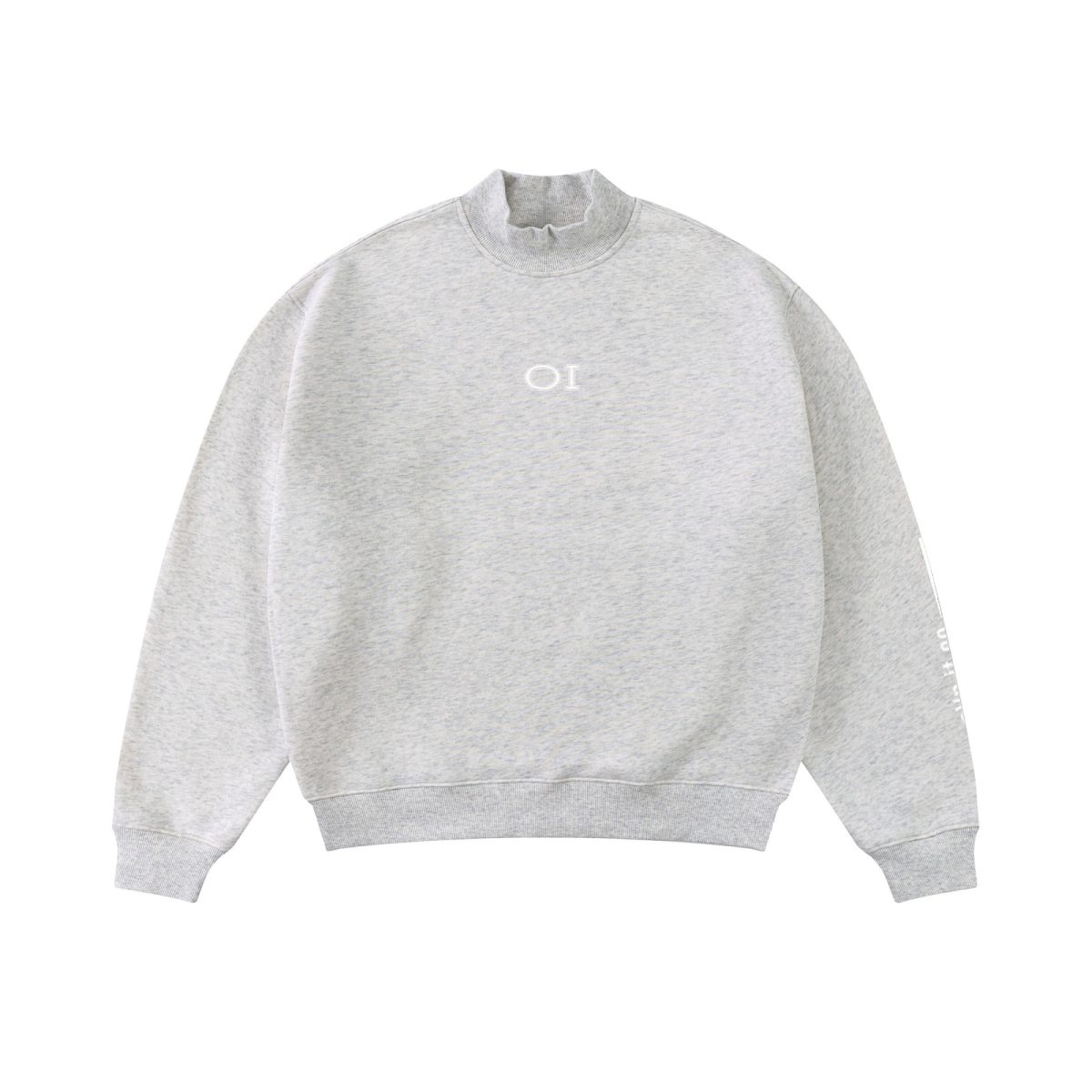 345GSM Men's Relaxed-Fit Fleece-Lined Mock-Neck Sweatshirt Oatmeal Grey