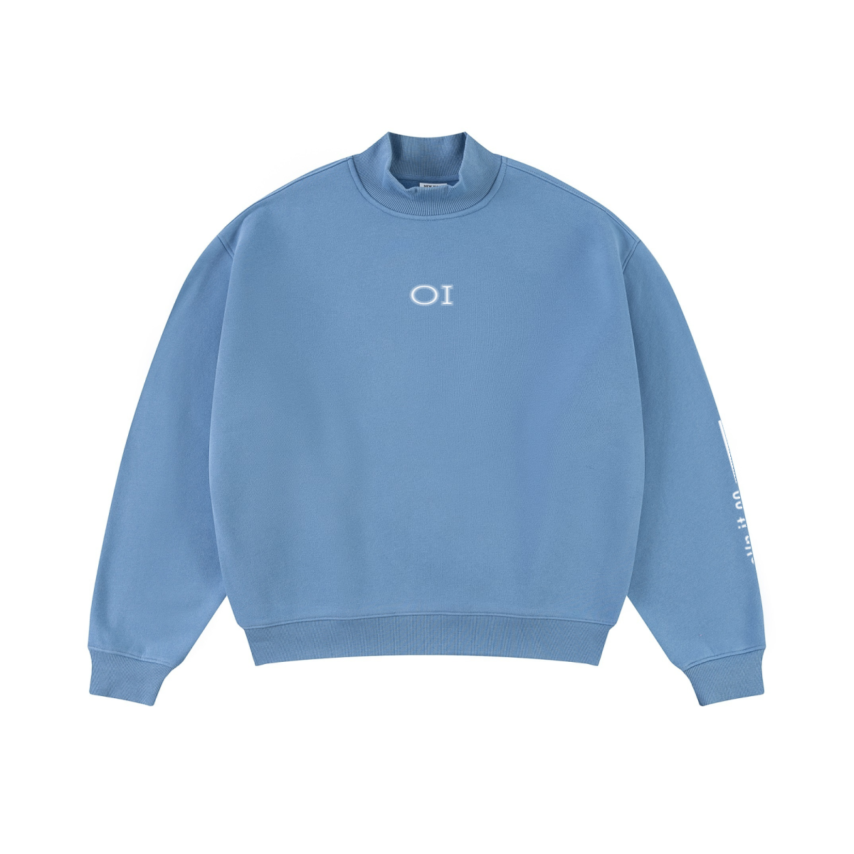 345GSM Men's Relaxed-Fit Fleece-Lined Mock-Neck Sweatshirt Medium Blue