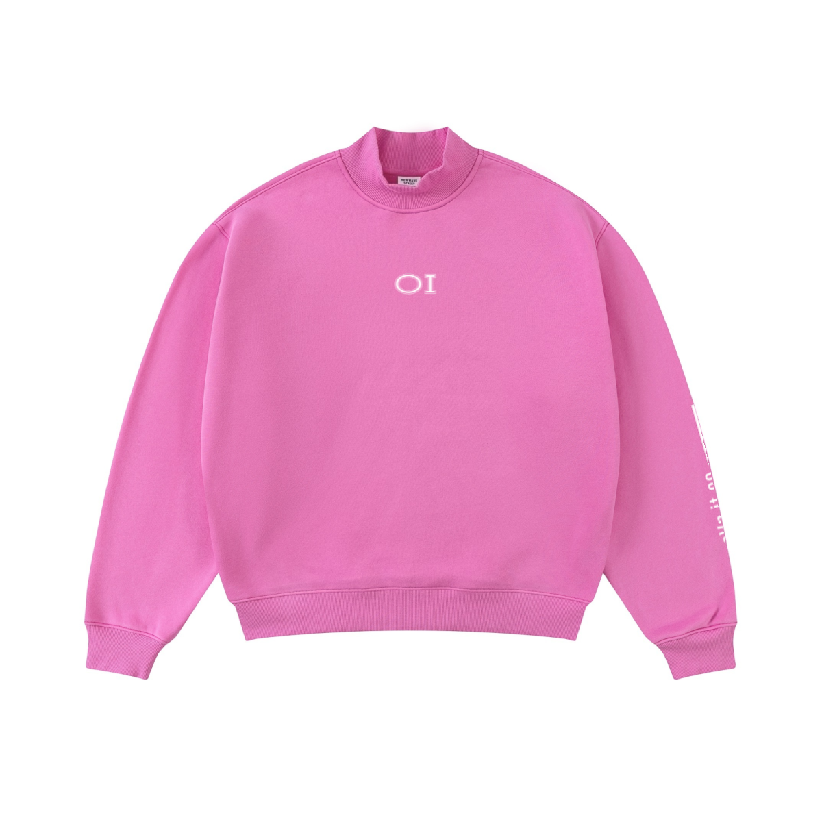 345GSM Men's Relaxed-Fit Fleece-Lined Mock-Neck Sweatshirt Rose pink