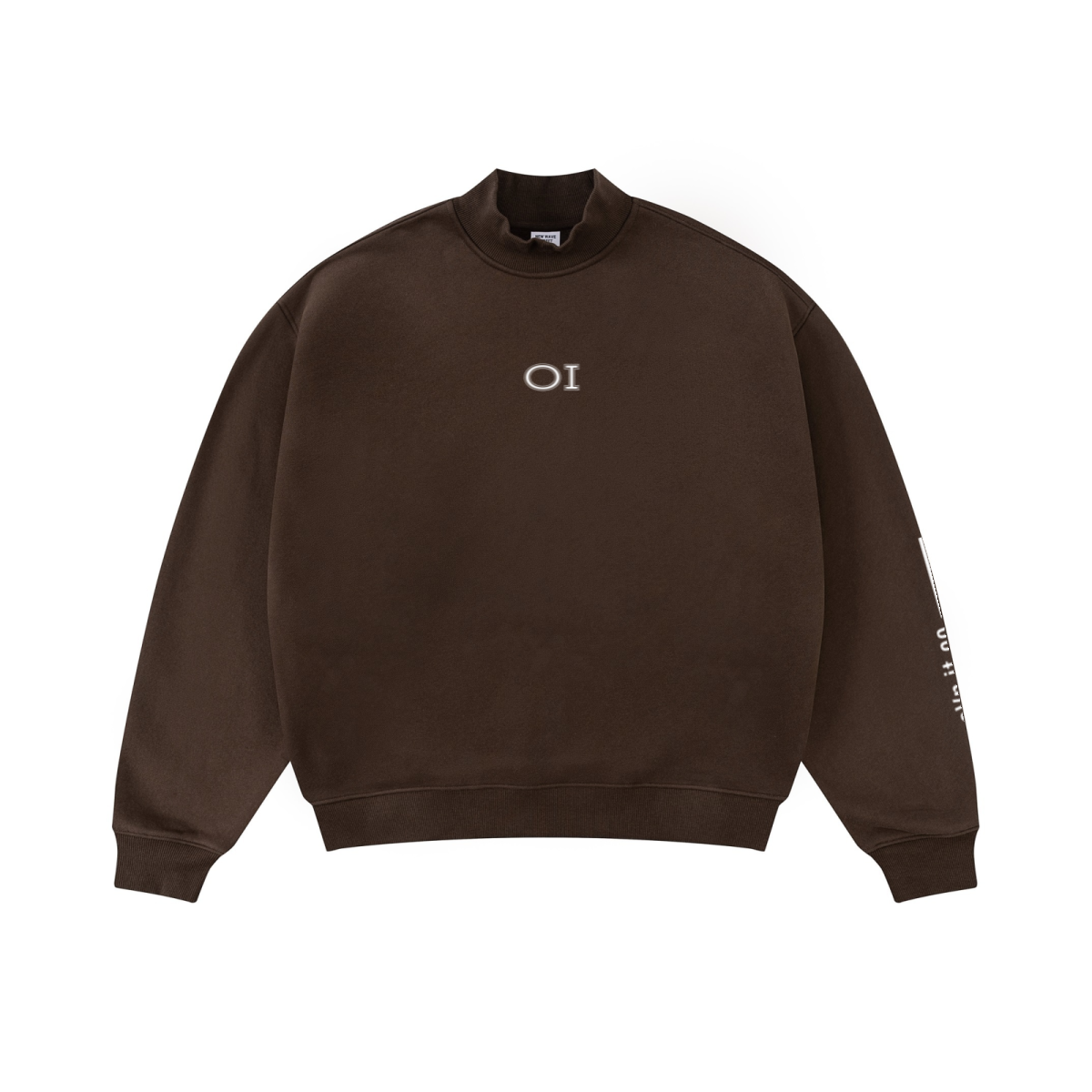 345GSM Men's Relaxed-Fit Fleece-Lined Mock-Neck Sweatshirt Brown