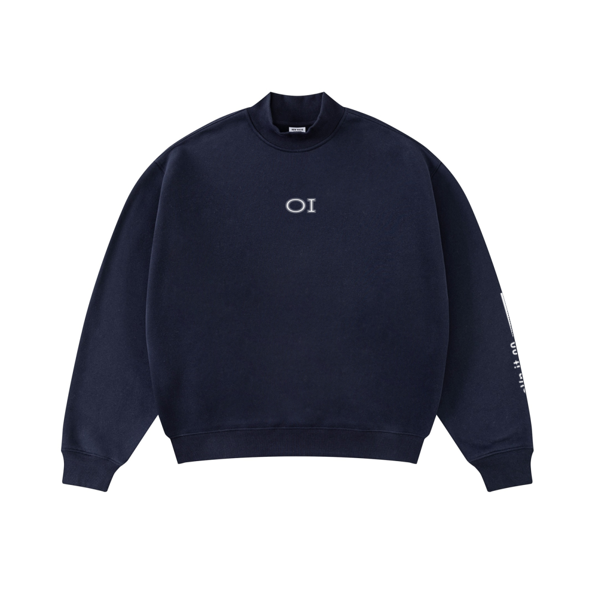 345GSM Men's Relaxed-Fit Fleece-Lined Mock-Neck Sweatshirt Midnight Blue
