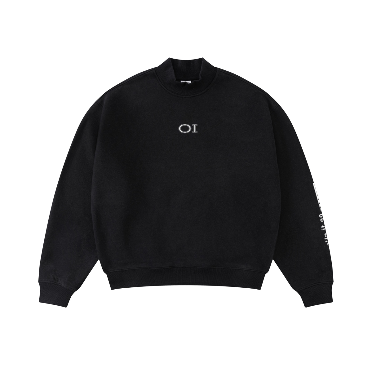 345GSM Men's Relaxed-Fit Fleece-Lined Mock-Neck Sweatshirt Black
