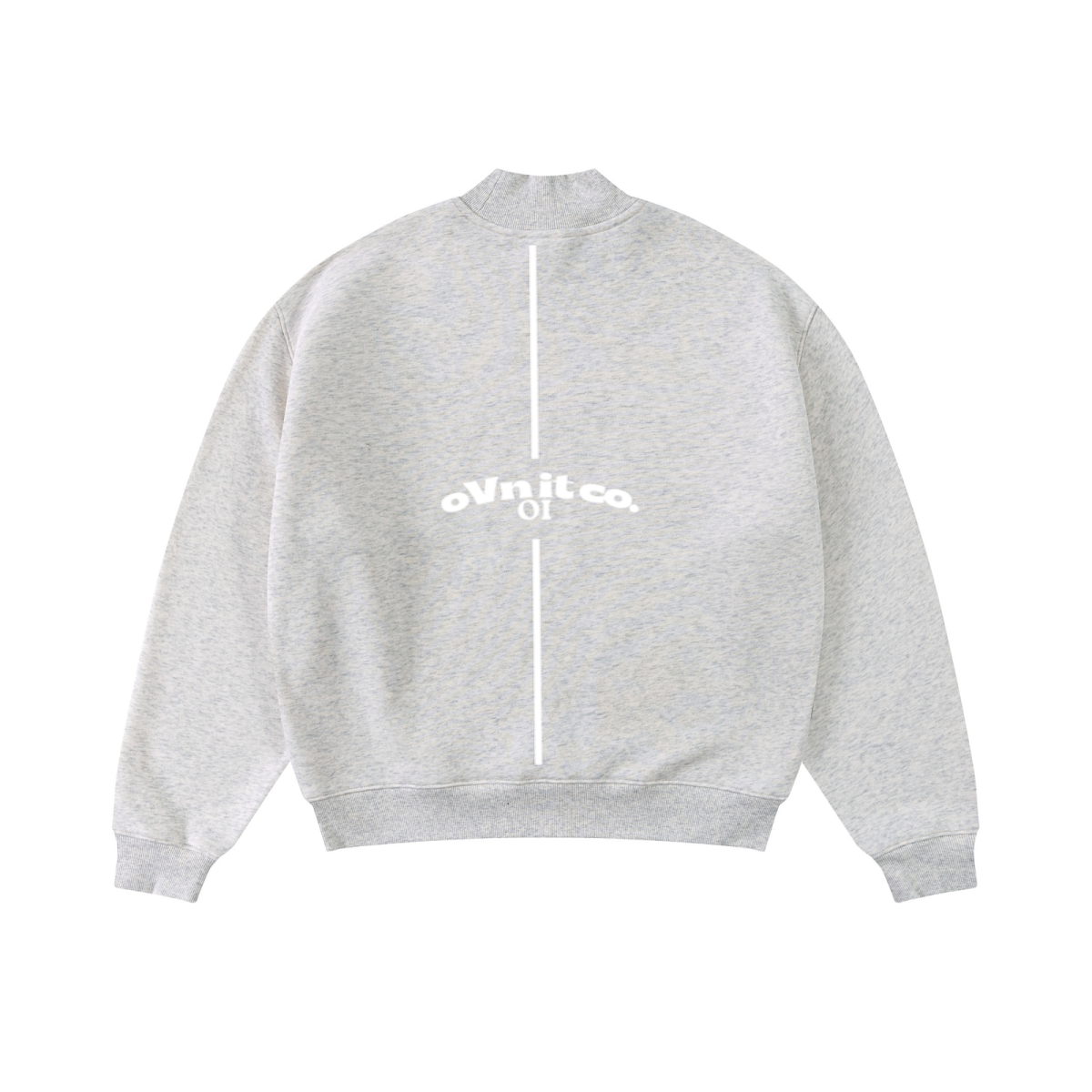 345GSM Men's Relaxed-Fit Fleece-Lined Mock-Neck Sweatshirt Oatmeal Grey