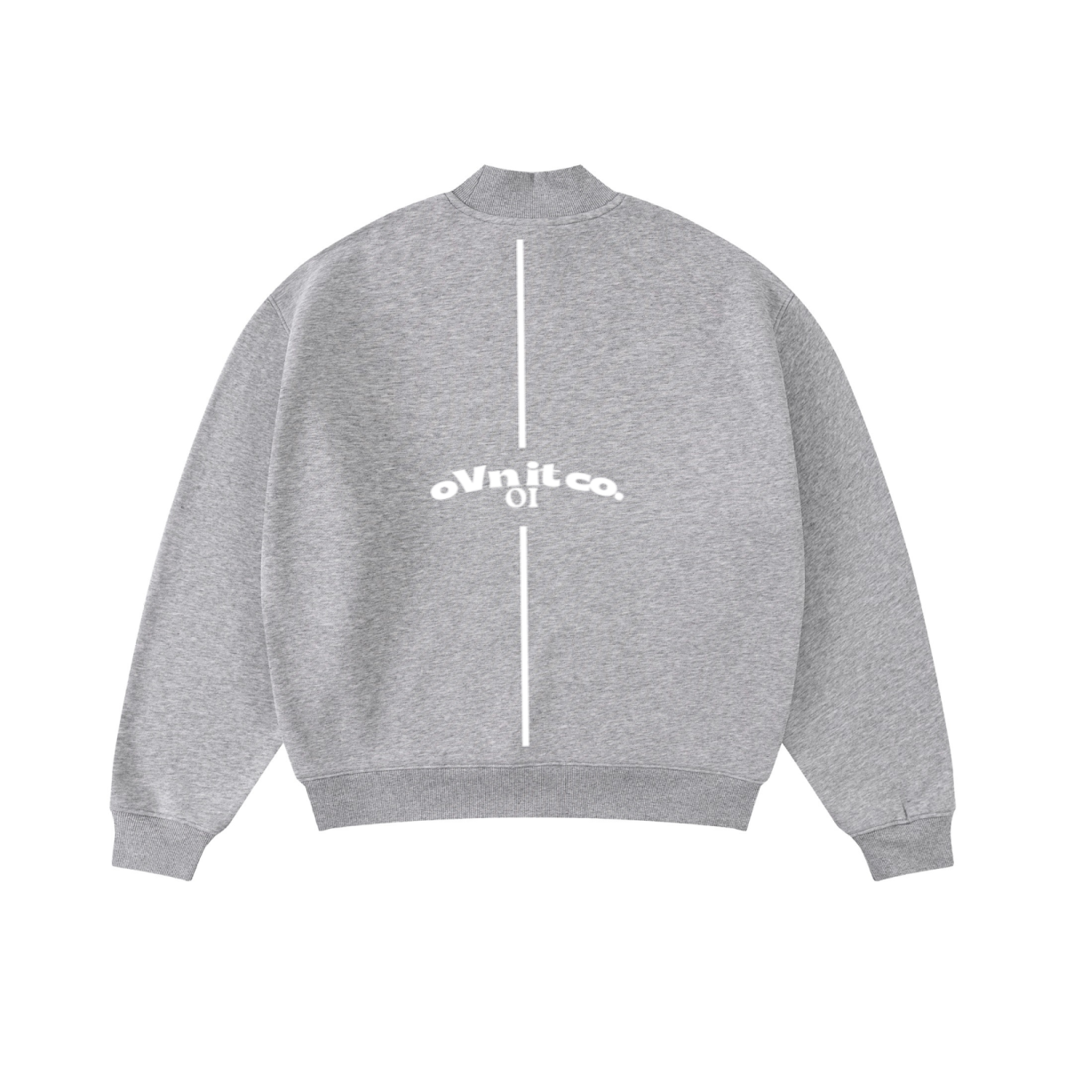 345GSM Men's Relaxed-Fit Fleece-Lined Mock-Neck Sweatshirt Heathered Grey