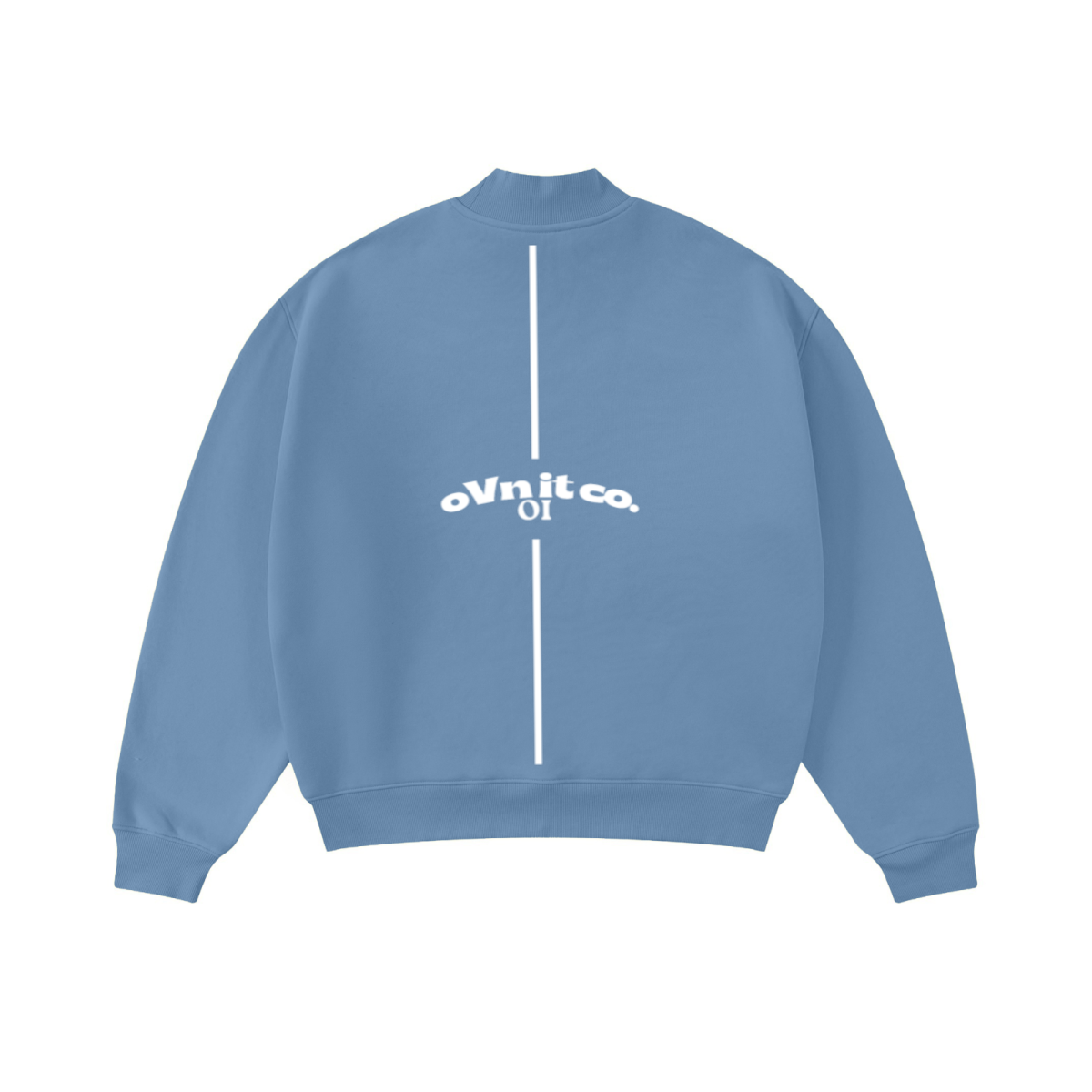 345GSM Men's Relaxed-Fit Fleece-Lined Mock-Neck Sweatshirt Medium Blue