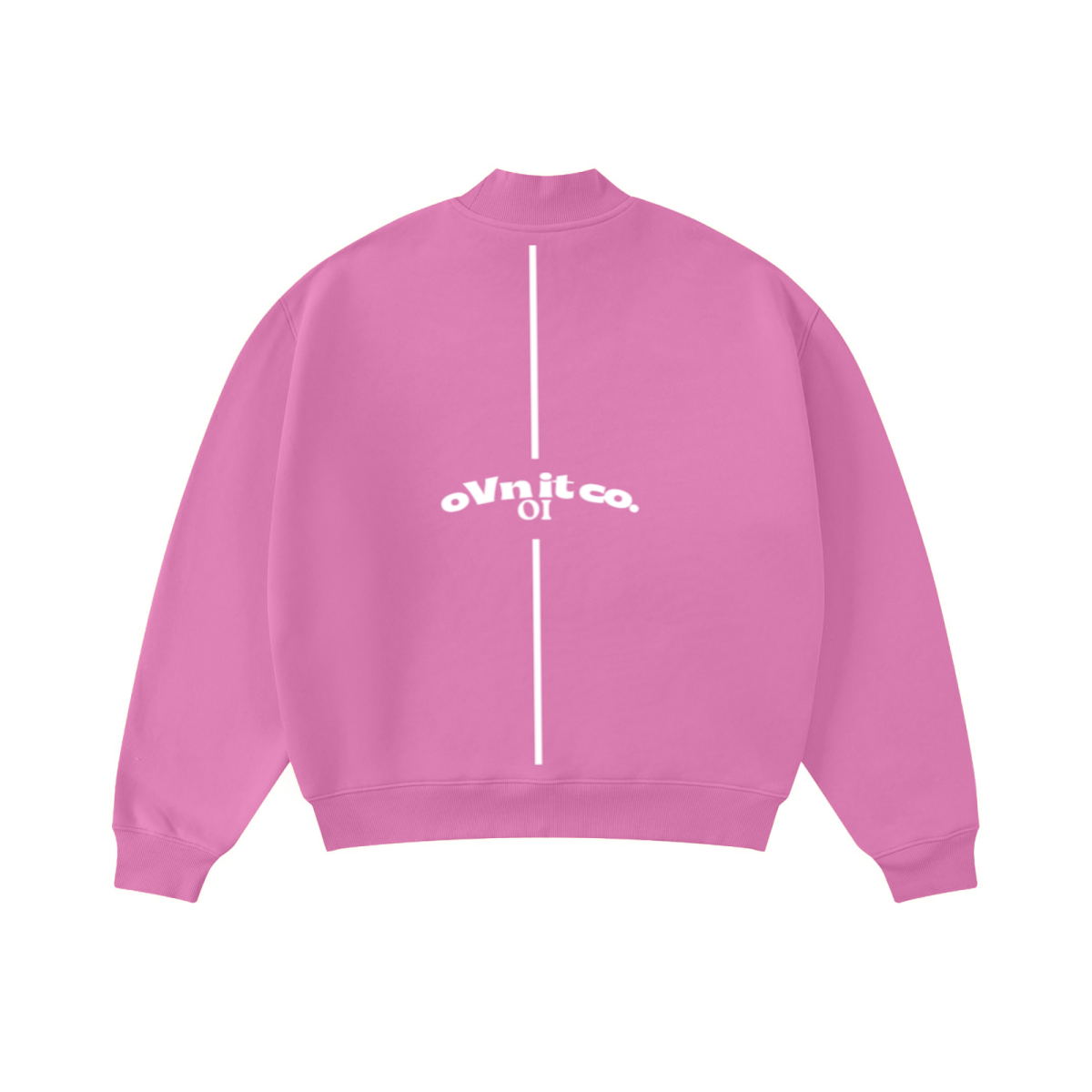 345GSM Men's Relaxed-Fit Fleece-Lined Mock-Neck Sweatshirt Rose pink