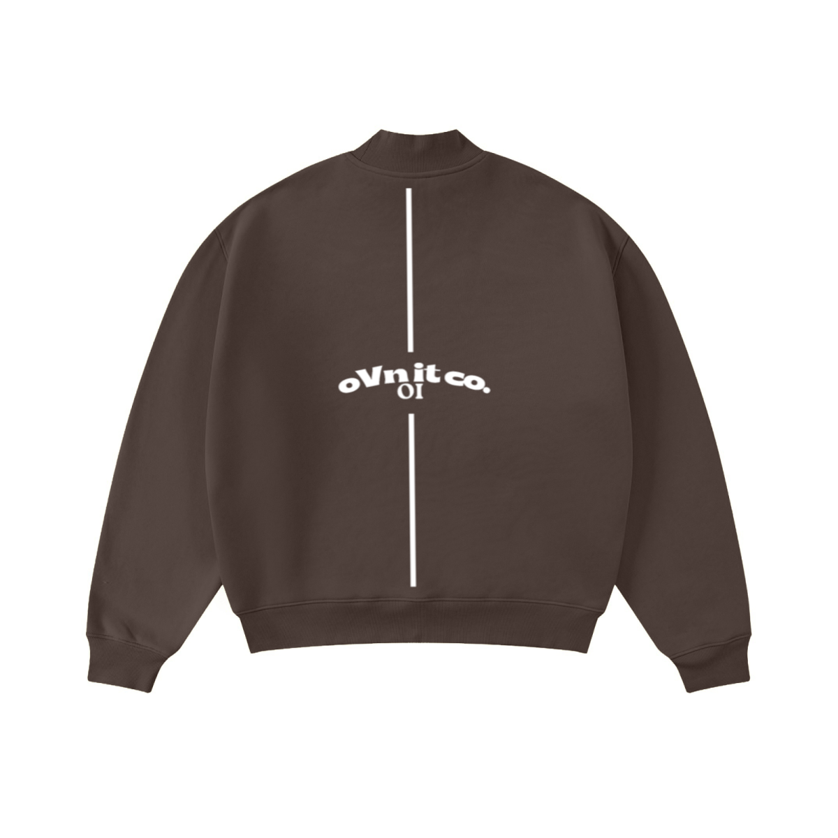 345GSM Men's Relaxed-Fit Fleece-Lined Mock-Neck Sweatshirt Brown