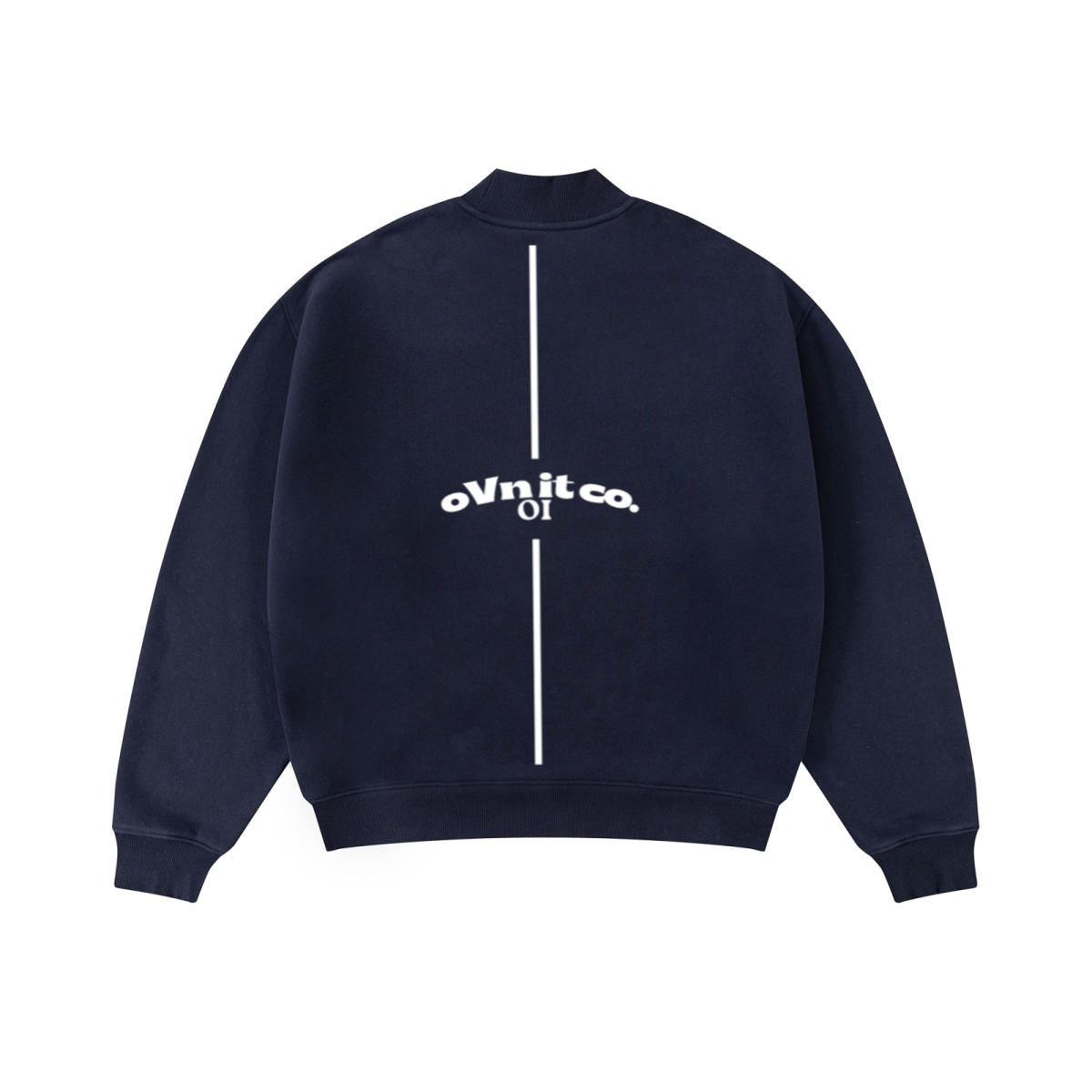 345GSM Men's Relaxed-Fit Fleece-Lined Mock-Neck Sweatshirt Midnight Blue