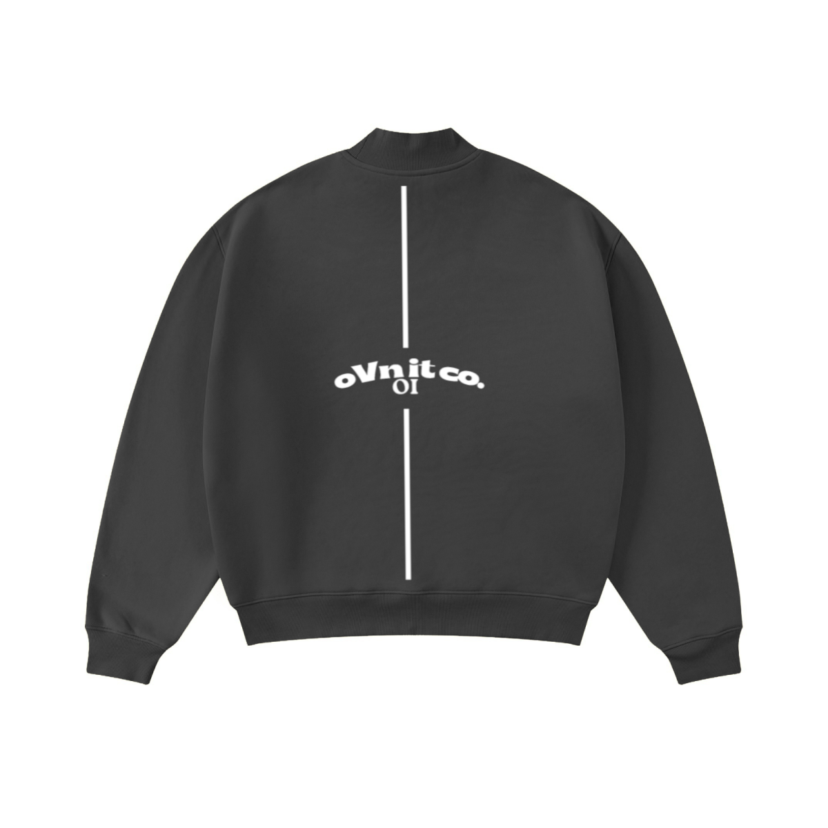 345GSM Men's Relaxed-Fit Fleece-Lined Mock-Neck Sweatshirt Dark Grey