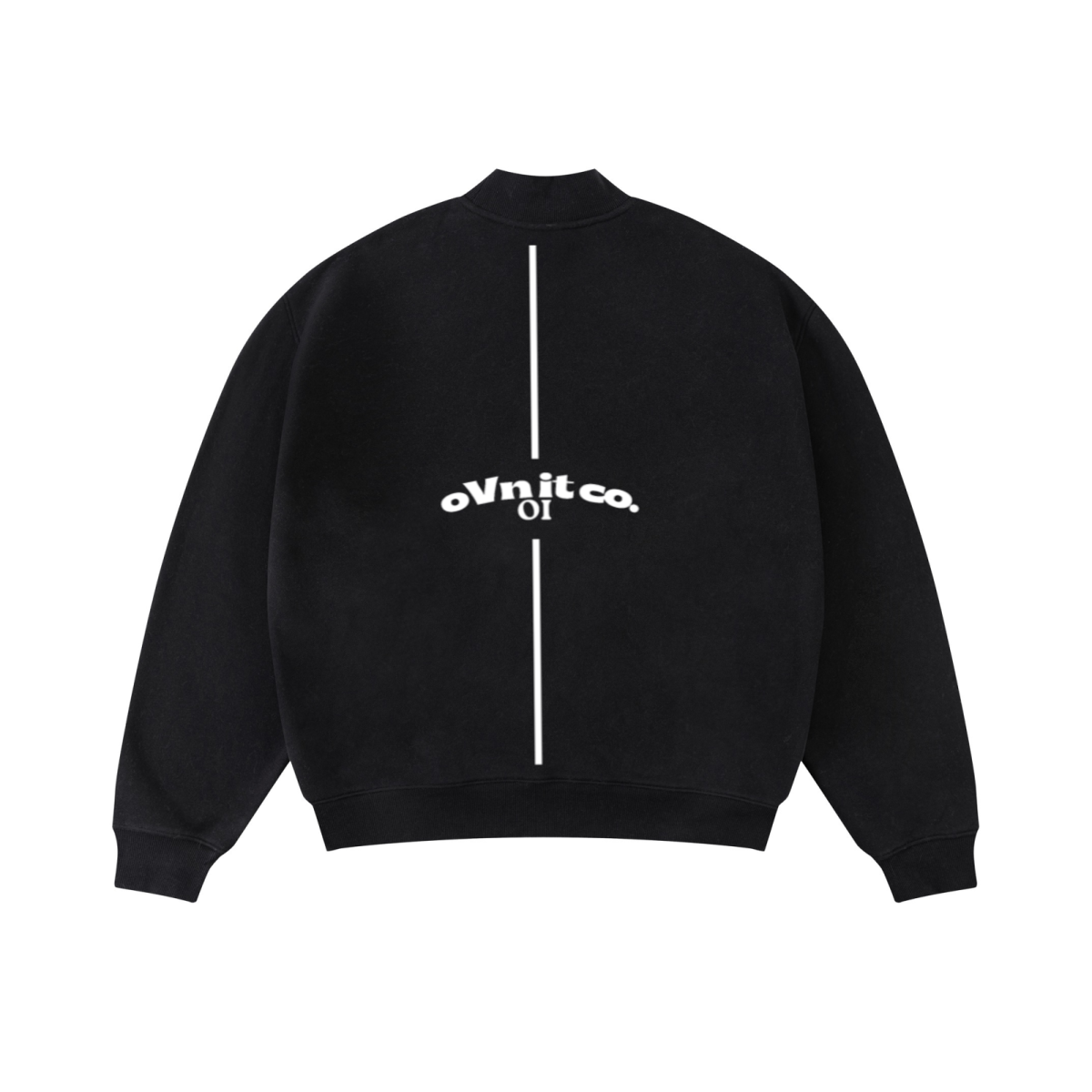 345GSM Men's Relaxed-Fit Fleece-Lined Mock-Neck Sweatshirt Black
