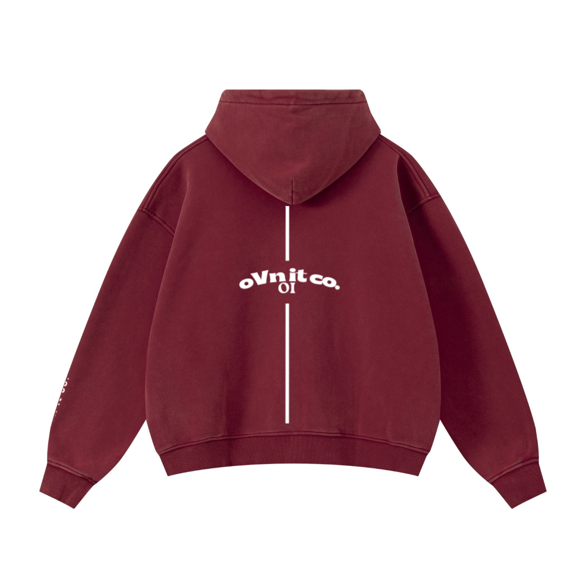 400GSM Unisex Vintage-Wash Boxy-Fit Zip-Up Hoodie Vintage Red