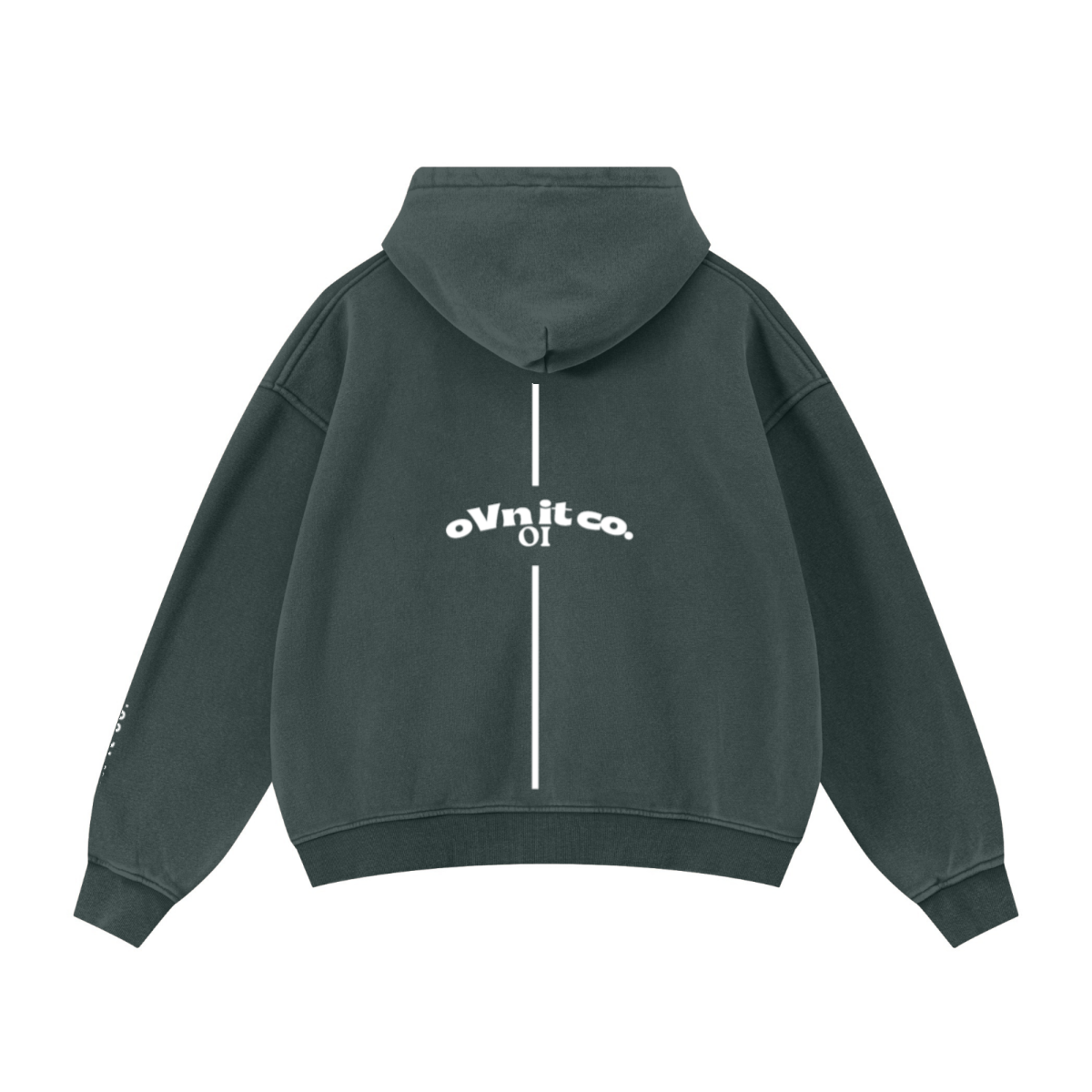 400GSM Unisex Vintage-Wash Boxy-Fit Zip-Up Hoodie Vintage Moss Green