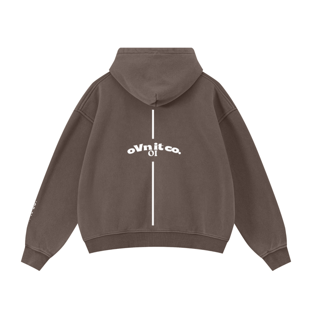 400GSM Unisex Vintage-Wash Boxy-Fit Zip-Up Hoodie Vintage Dark Brown