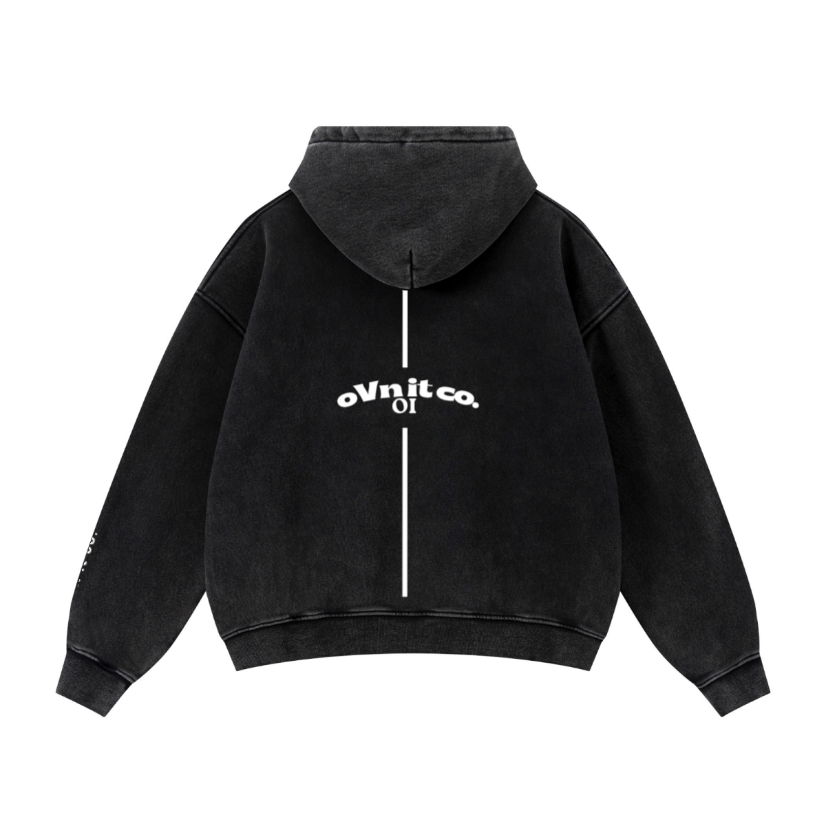 400GSM Unisex Vintage-Wash Boxy-Fit Zip-Up Hoodie Vintage Black