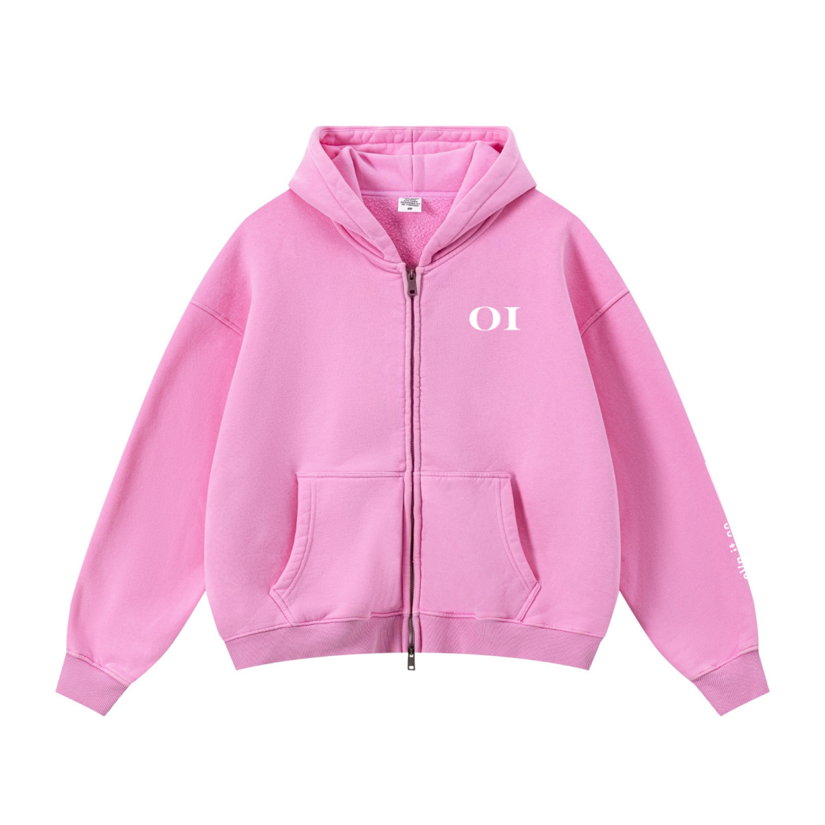 400GSM Unisex Vintage-Wash Boxy-Fit Zip-Up Hoodie Vintage Peach Pink