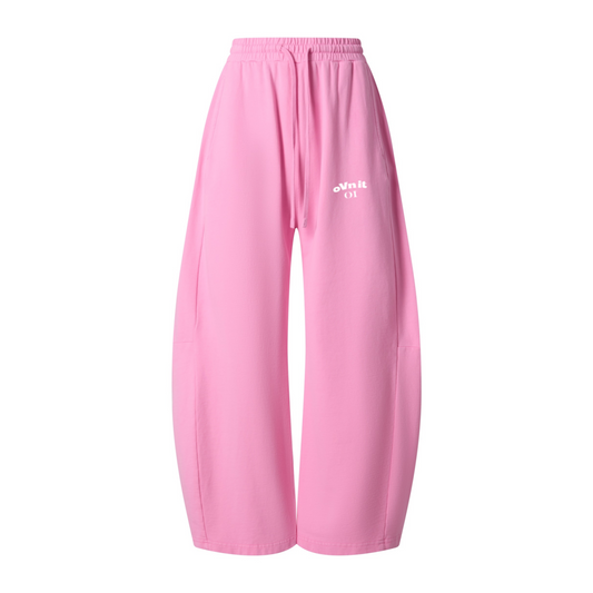 320GSM Men's Textured Denim Curved Panel Pants Pink