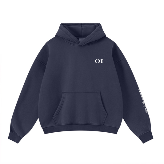 400GSM Unisex Washed Heavyweight Boxy-Fit Hoodie Vintage Royal Blue