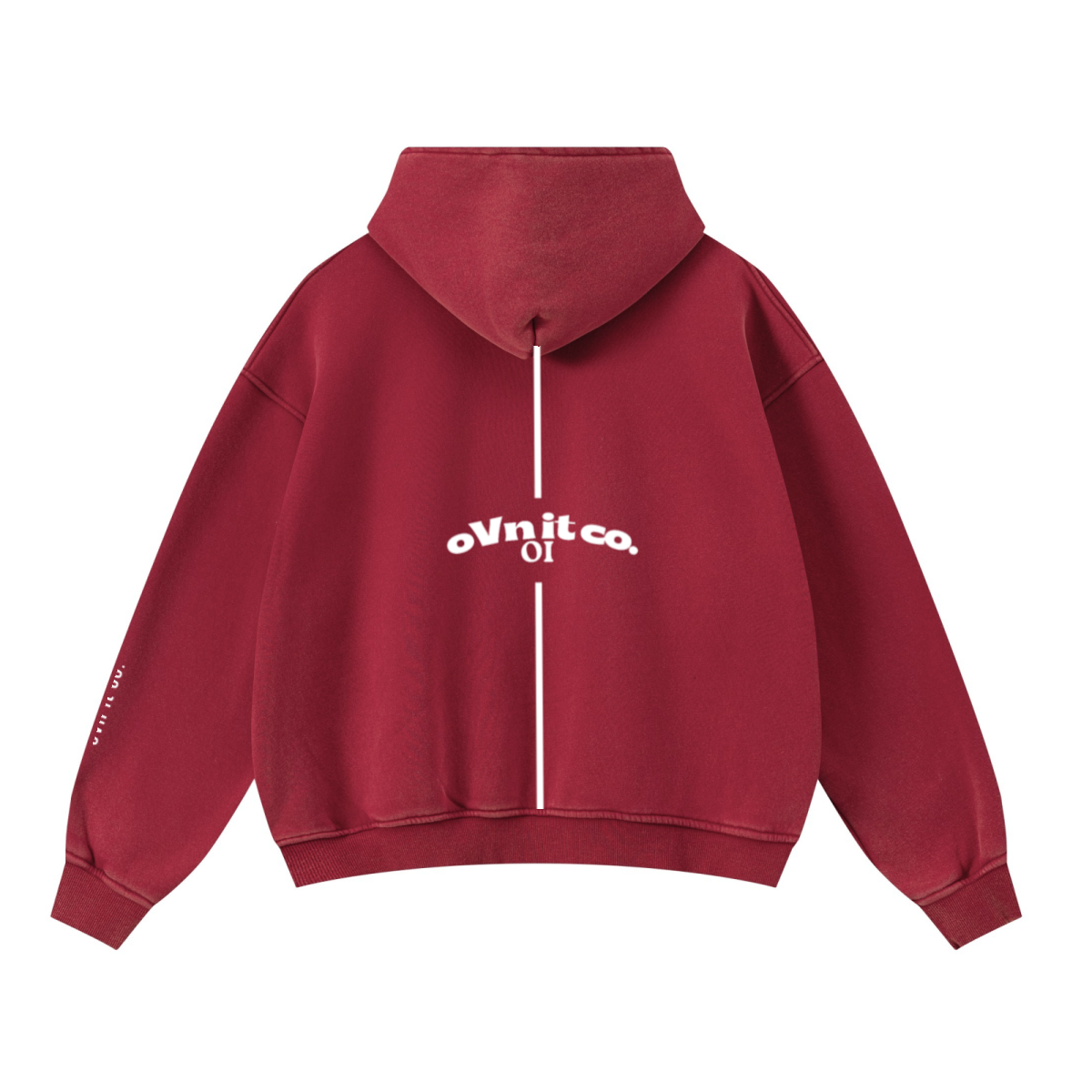 400GSM Unisex Washed Heavyweight Boxy-Fit Hoodie Vintage Red