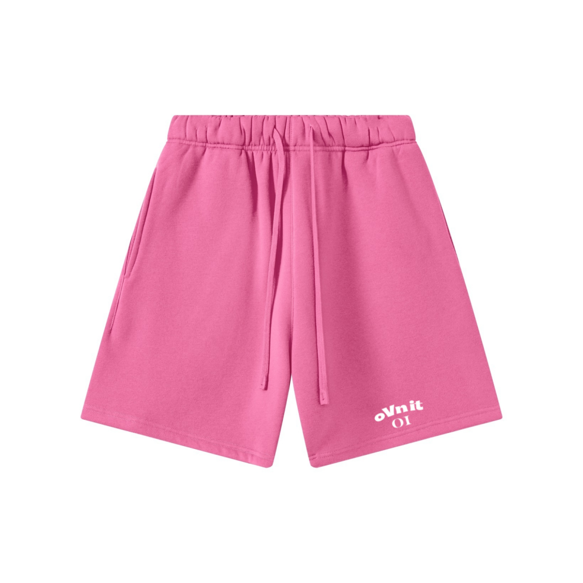 345GSM Men’s Fleece-Lined Straight-Leg Shorts Fuchsia Pink