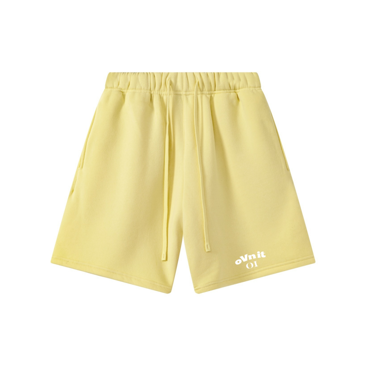 345GSM Men’s Fleece-Lined Straight-Leg Shorts Pale Yellow