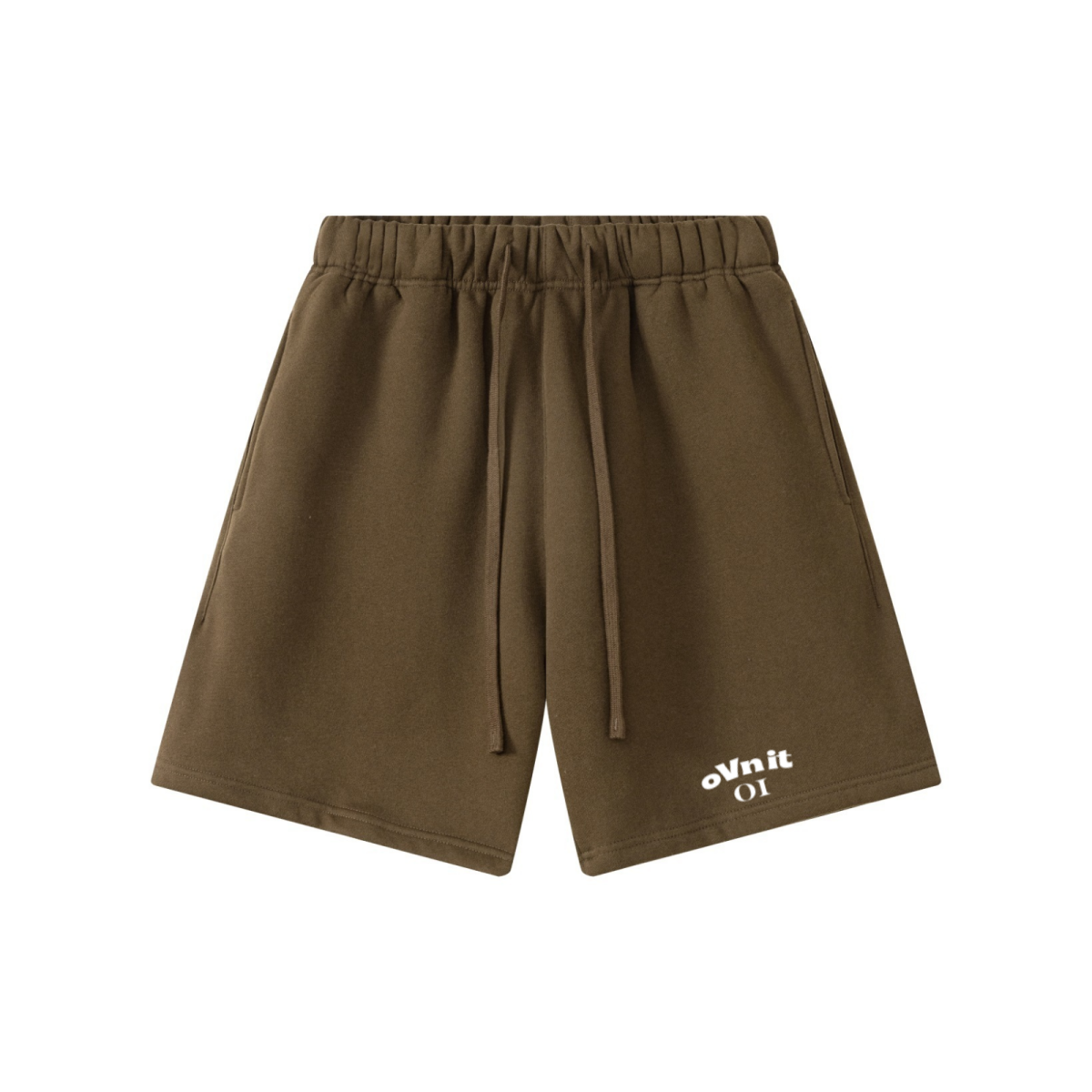 345GSM Men’s Fleece-Lined Straight-Leg Shorts Brown