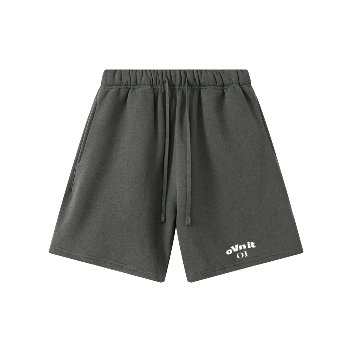 345GSM Men’s Fleece-Lined Straight-Leg Shorts Dark Grey