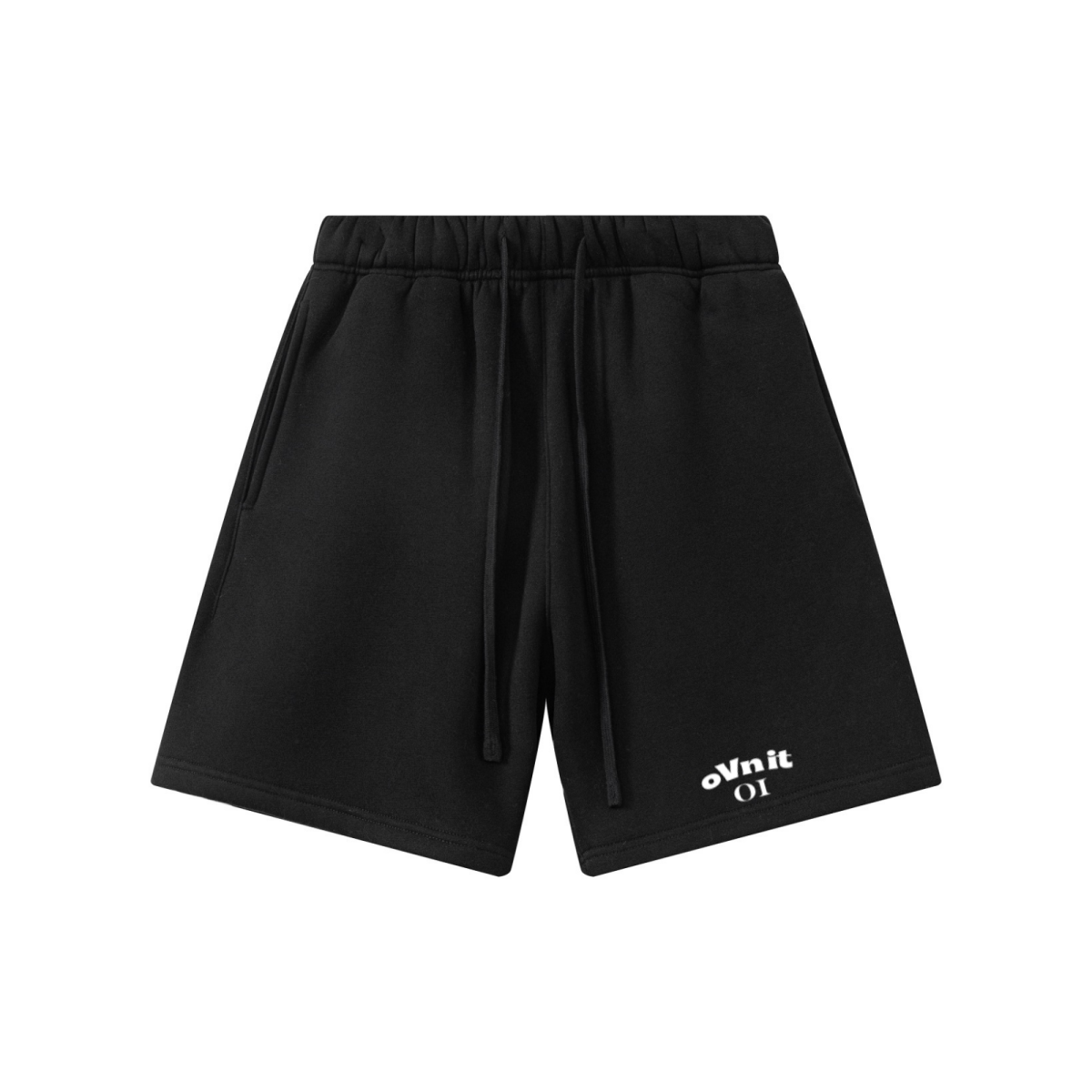 345GSM Men’s Fleece-Lined Straight-Leg Shorts Black