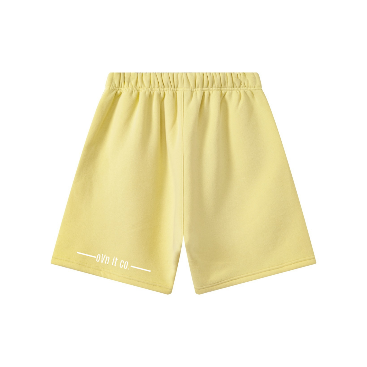 345GSM Men’s Fleece-Lined Straight-Leg Shorts Pale Yellow