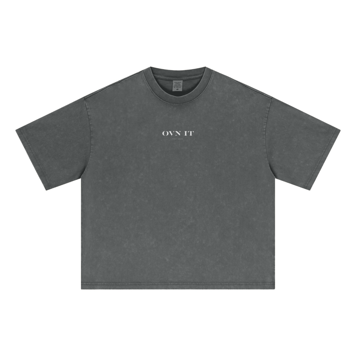 285GSM Unisex Boxy-Fit Distressed Fried-Color Snow-Wash Loose T-shirt Vintage Dark Gray
