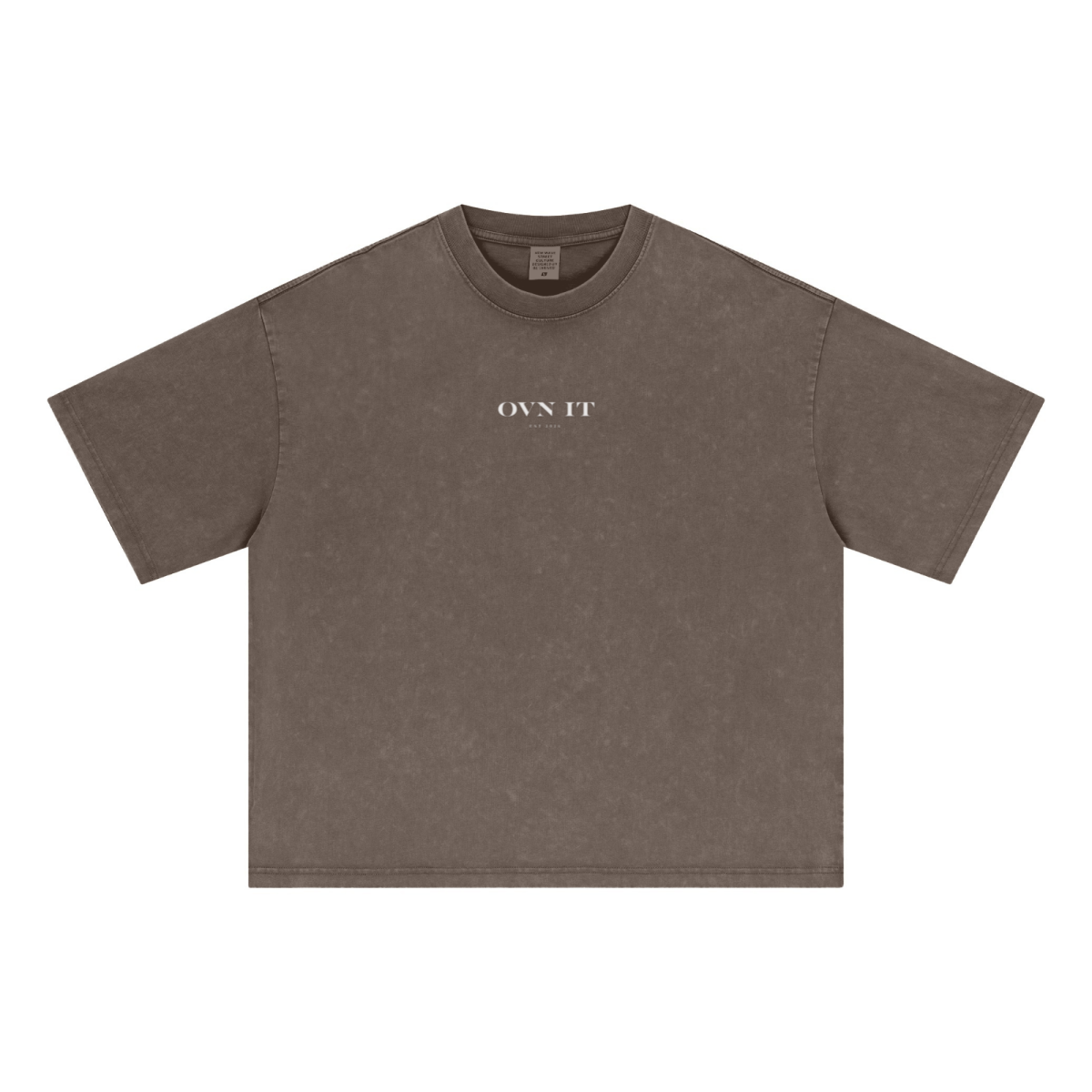 285GSM Unisex Boxy-Fit Distressed Fried-Color Snow-Wash Loose T-shirt Vintage Brown
