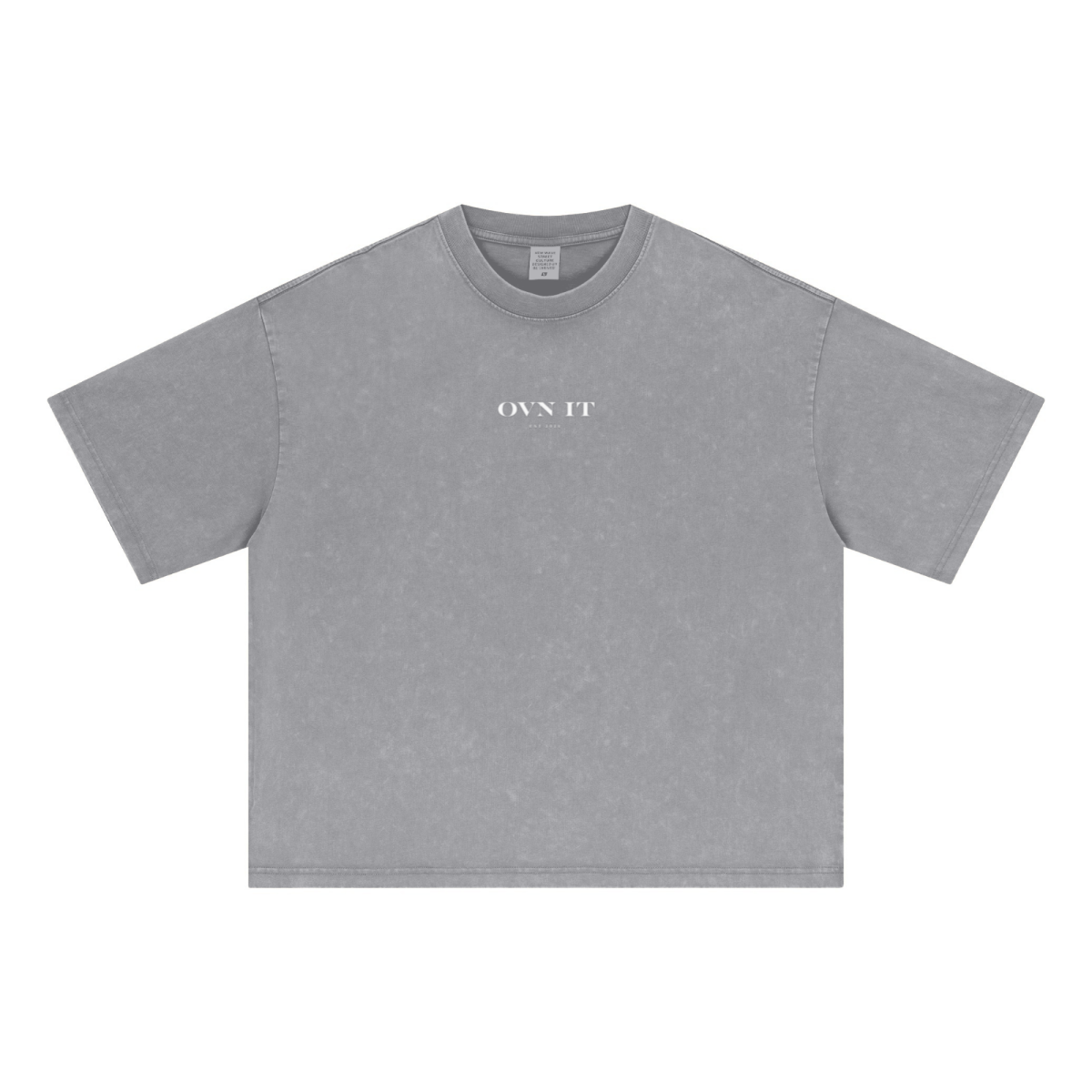 285GSM Unisex Boxy-Fit Distressed Fried-Color Snow-Wash Loose T-shirt Vintage Medium Gray