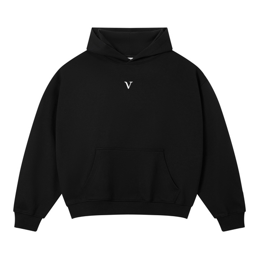 320GSM Men's Old Money Textured Relaxed-Fit Hoodie Black