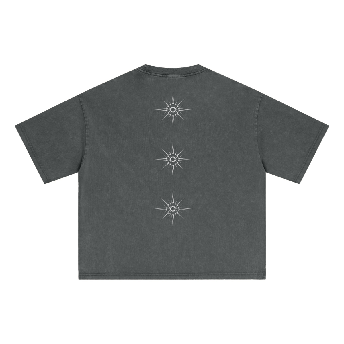 285GSM Unisex Boxy-Fit Distressed Fried-Color Snow-Wash Loose T-shirt Vintage Dark Gray