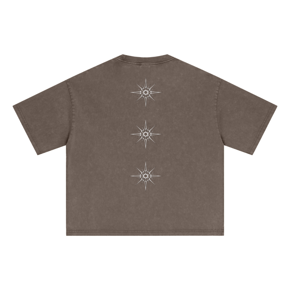 285GSM Unisex Boxy-Fit Distressed Fried-Color Snow-Wash Loose T-shirt Vintage Brown