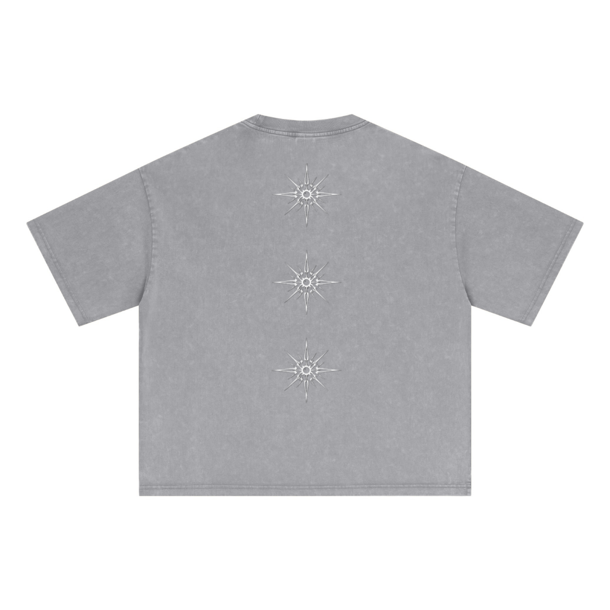285GSM Unisex Boxy-Fit Distressed Fried-Color Snow-Wash Loose T-shirt Vintage Medium Gray