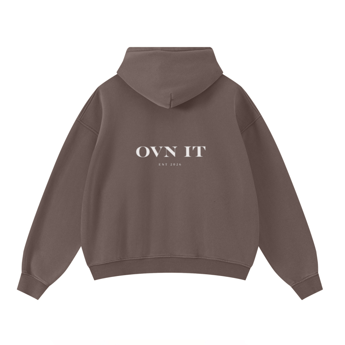 400GSM Unisex Washed Heavyweight Boxy-Fit Hoodie Vintage Dark Brown