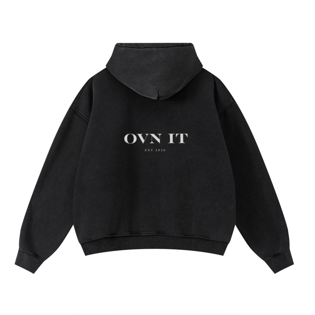 400GSM Unisex Washed Heavyweight Boxy-Fit Hoodie Vintage Black